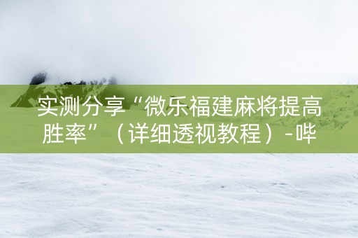 实测分享“微乐福建麻将提高胜率”（详细透视教程）-哔哩哔哩