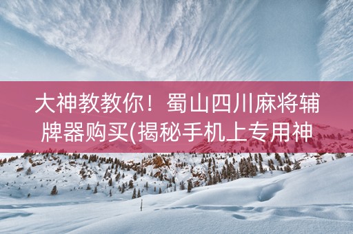 大神教教你！蜀山四川麻将辅牌器购买(揭秘手机上专用神器下载)
