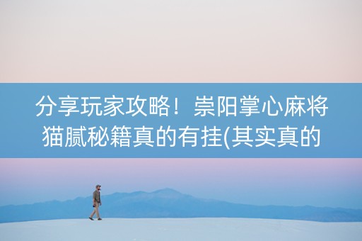 分享玩家攻略！崇阳掌心麻将猫腻秘籍真的有挂(其实真的确实有挂)