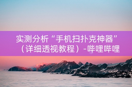 实测分析“手机扫扑克神器”（详细透视教程）-哔哩哔哩