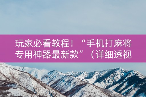 玩家必看教程！“手机打麻将专用神器最新款”（详细透视教程）-哔哩哔哩