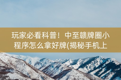 玩家必看科普！中至赣牌圈小程序怎么拿好牌(揭秘手机上专用神器)