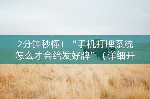 2分钟秒懂！“手机打牌系统怎么才会给发好牌”（详细开挂教程）-哔哩哔哩