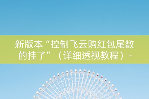 新版本“控制飞云购红包尾数的挂了”（详细透视教程）-哔哩哔哩