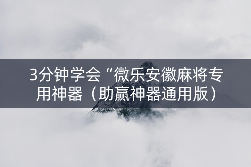 3分钟学会“微乐安徽麻将专用神器（助赢神器通用版）