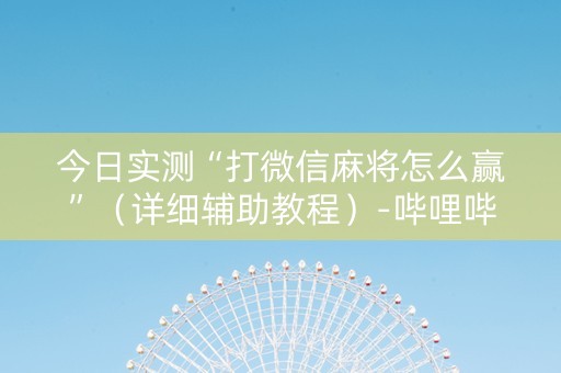 今日实测“打微信麻将怎么赢”（详细辅助教程）-哔哩哔哩