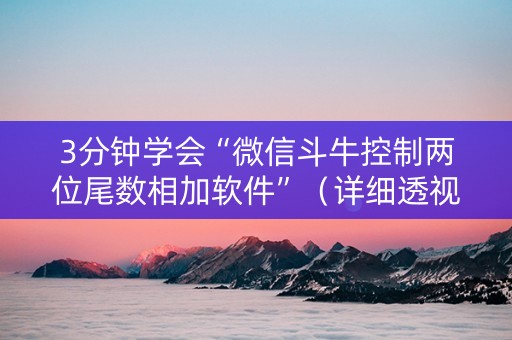3分钟学会“微信斗牛控制两位尾数相加软件”（详细透视教程）-哔哩哔哩