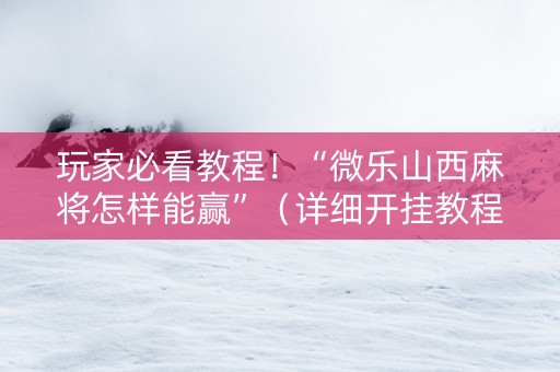 玩家必看教程！“微乐山西麻将怎样能赢”（详细开挂教程）-哔哩哔哩