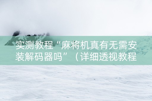 实测教程“麻将机真有无需安装解码器吗”（详细透视教程）-哔哩哔哩