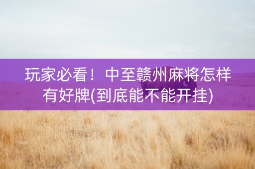 玩家必看！中至赣州麻将怎样有好牌(到底能不能开挂)