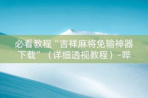 必看教程“吉祥麻将免输神器下载”（详细透视教程）-哔哩哔哩