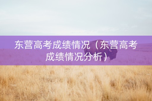 东营高考成绩情况（东营高考成绩情况分析）