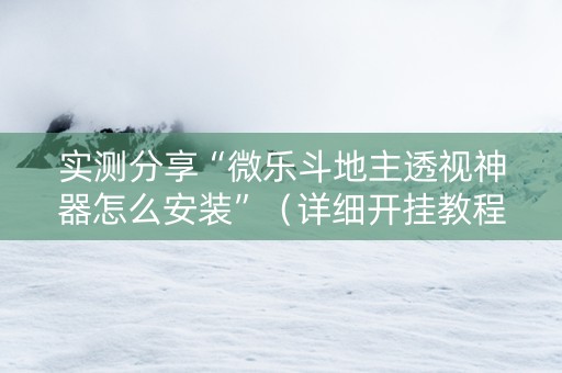 实测分享“微乐斗地主透视神器怎么安装”（详细开挂教程）-哔哩哔哩