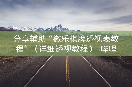 分享辅助“微乐棋牌透视表教程”（详细透视教程）-哔哩哔哩