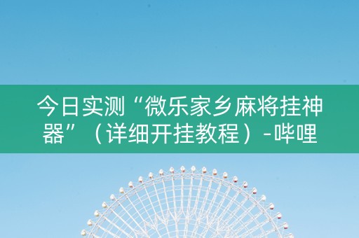 今日实测“微乐家乡麻将挂神器”（详细开挂教程）-哔哩哔哩