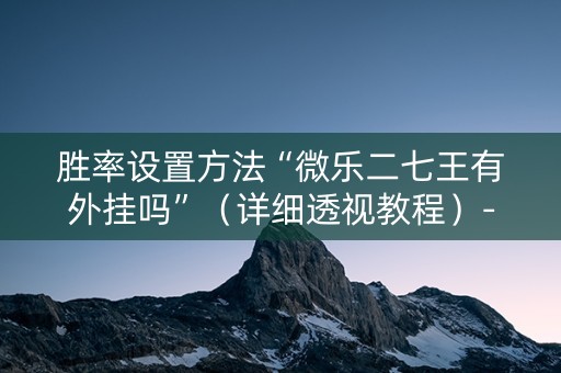 胜率设置方法“微乐二七王有外挂吗”（详细透视教程）-哔哩哔哩