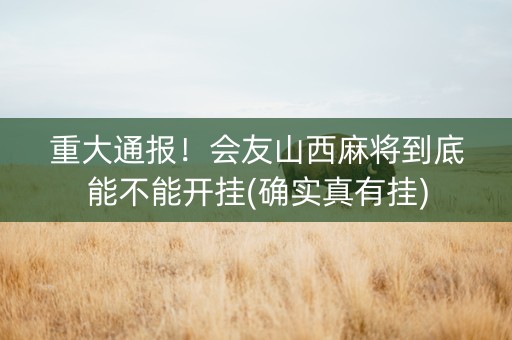 重大通报！会友山西麻将到底能不能开挂(确实真有挂)