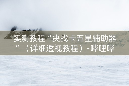 实测教程“决战卡五星辅助器”（详细透视教程）-哔哩哔哩