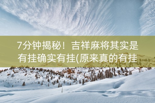7分钟揭秘！吉祥麻将其实是有挂确实有挂(原来真的有挂)