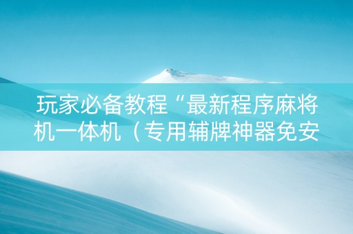 玩家必备教程“最新程序麻将机一体机（专用辅牌神器免安装）
