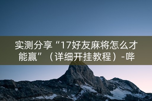 实测分享“17好友麻将怎么才能赢”（详细开挂教程）-哔哩哔哩