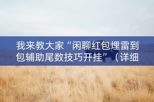 我来教大家“闲聊红包埋雷到包辅助尾数技巧开挂”（详细透视教程）-哔哩哔哩