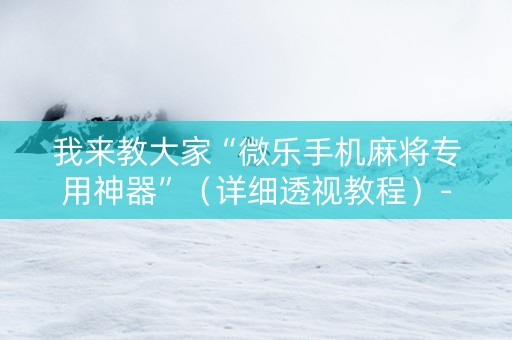 我来教大家“微乐手机麻将专用神器”（详细透视教程）-哔哩哔哩