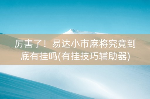 厉害了！易达小市麻将究竟到底有挂吗(有挂技巧辅助器)