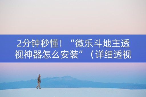 2分钟秒懂！“微乐斗地主透视神器怎么安装”（详细透视教程）-哔哩哔哩