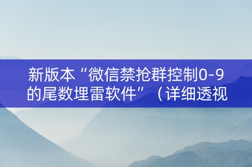 新版本“微信禁抢群控制0-9的尾数埋雷软件”（详细透视教程）-哔哩哔哩
