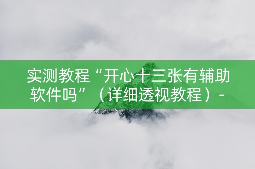 实测教程“开心十三张有辅助软件吗”（详细透视教程）-哔哩哔哩