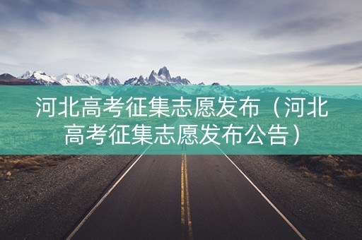 河北高考征集志愿发布（河北高考征集志愿发布公告）