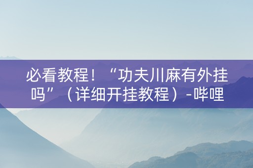 必看教程！“功夫川麻有外挂吗”（详细开挂教程）-哔哩哔哩