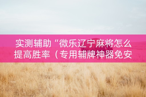 实测辅助“微乐辽宁麻将怎么提高胜率（专用辅牌神器免安装）