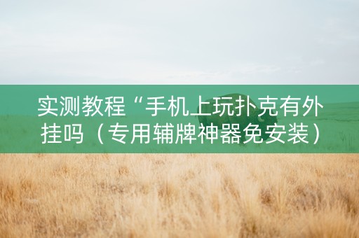 实测教程“手机上玩扑克有外挂吗（专用辅牌神器免安装）