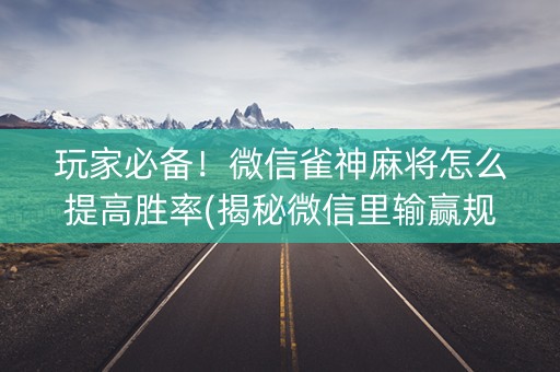 玩家必备！微信雀神麻将怎么提高胜率(揭秘微信里输赢规律)