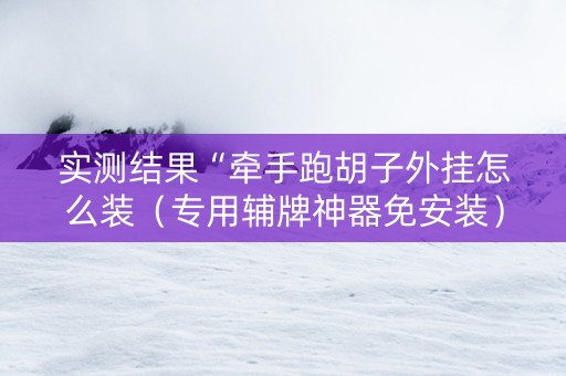 实测结果“牵手跑胡子外挂怎么装（专用辅牌神器免安装）