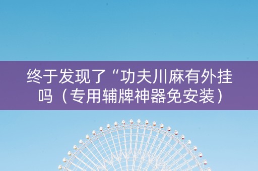 终于发现了“功夫川麻有外挂吗（专用辅牌神器免安装）