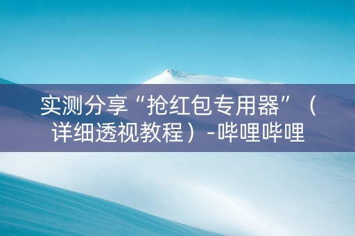 实测分享“抢红包专用器”（详细透视教程）-哔哩哔哩