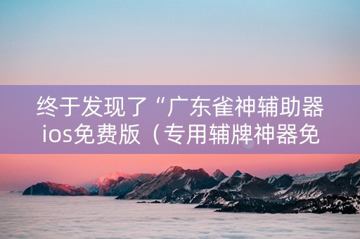 终于发现了“广东雀神辅助器ios免费版（专用辅牌神器免安装）