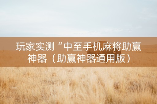 玩家实测“中至手机麻将助赢神器（助赢神器通用版）