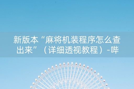 新版本“麻将机装程序怎么查出来”（详细透视教程）-哔哩哔哩