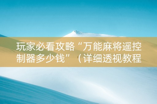 玩家必看攻略“万能麻将遥控制器多少钱”（详细透视教程）-哔哩哔哩