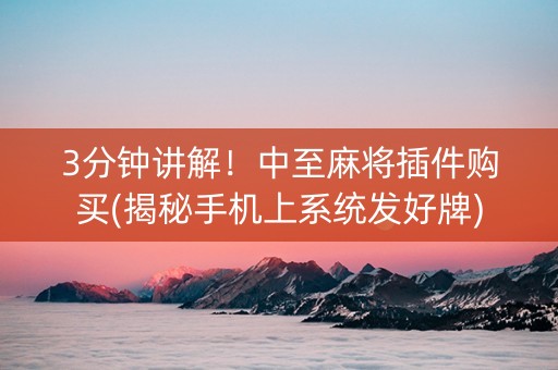 3分钟讲解！中至麻将插件购买(揭秘手机上系统发好牌)