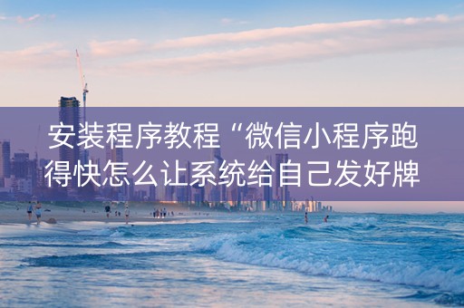 安装程序教程“微信小程序跑得快怎么让系统给自己发好牌”（助赢神器)