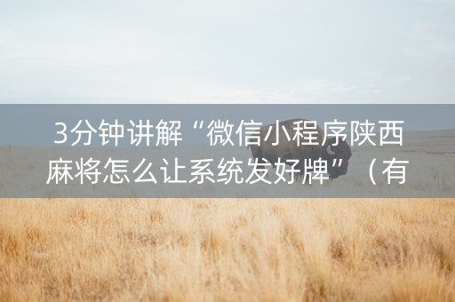 3分钟讲解“微信小程序陕西麻将怎么让系统发好牌”（有什么诀窍)