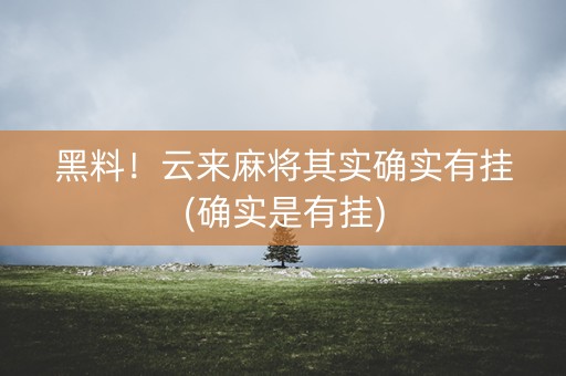 黑料！云来麻将其实确实有挂(确实是有挂)