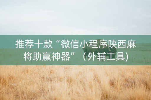 推荐十款“微信小程序陕西麻将助赢神器”（外辅工具)