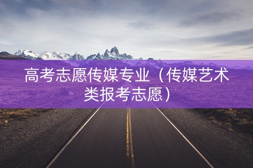 高考志愿传媒专业（传媒艺术类报考志愿）