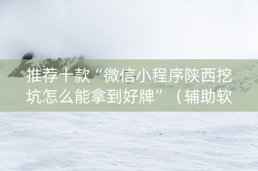 推荐十款“微信小程序陕西挖坑怎么能拿到好牌”（辅助软件)